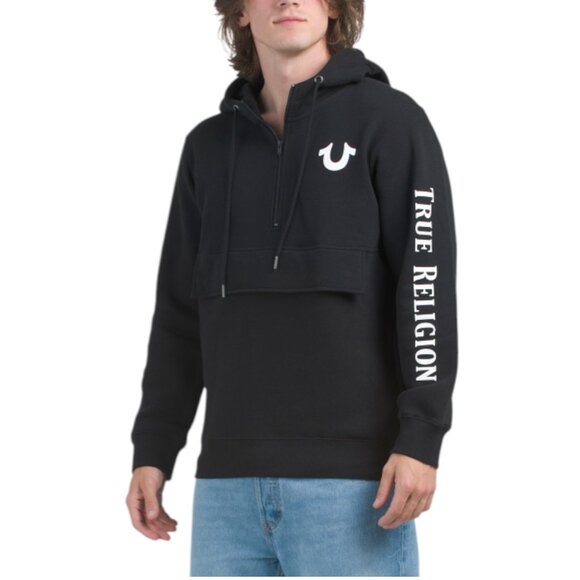 TRUE RELIGION Fleece Pull Over Anorak Hoodie - Picture 1 of 2